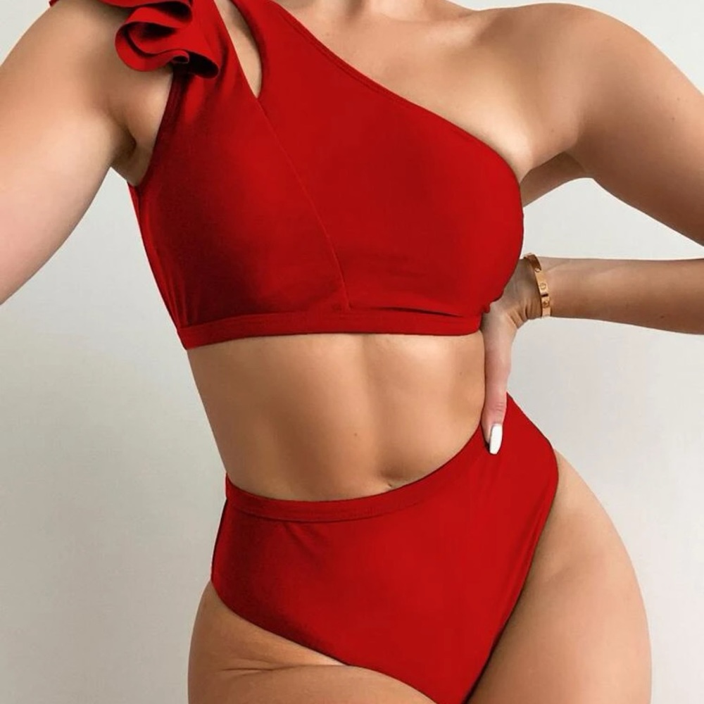 Very cute flirty red 2 piece swim